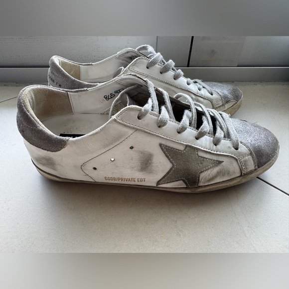 Golden Goose White and Metallic Silver Star Sneakers. Size 39. - Picture 1 of 6
